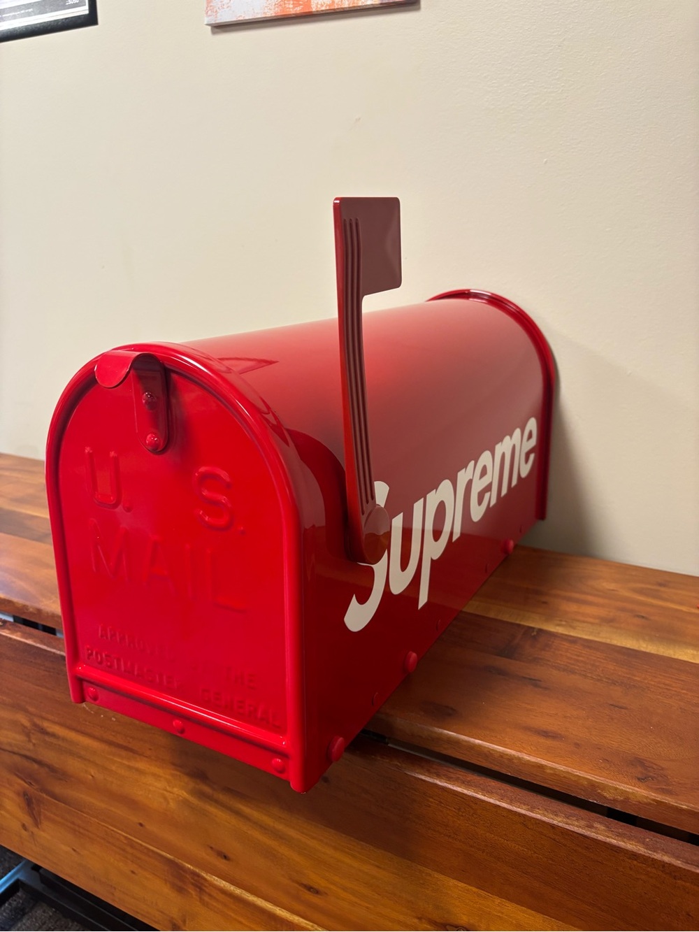 Supreme Red Metal Mailbox with White Logo